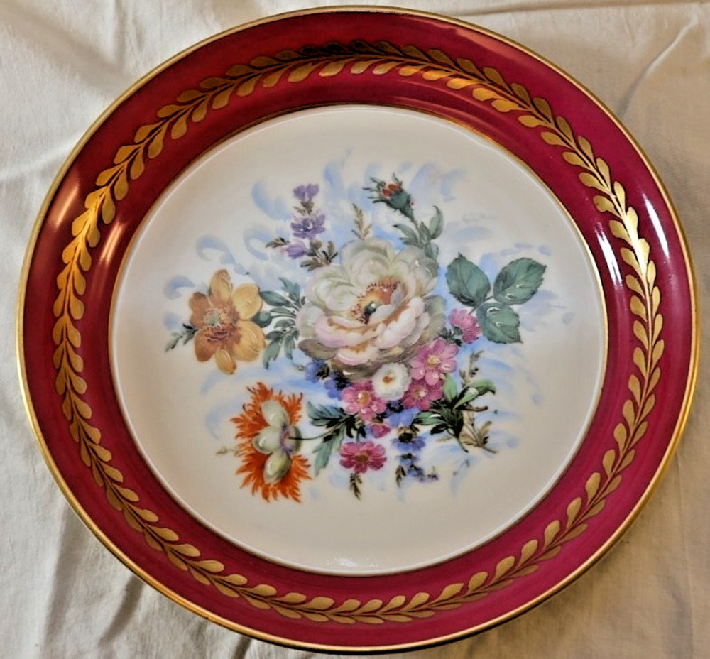 Antique Peint A LaMain Limoges Handpainted Floral Bouquet Porcelain 7" Plate